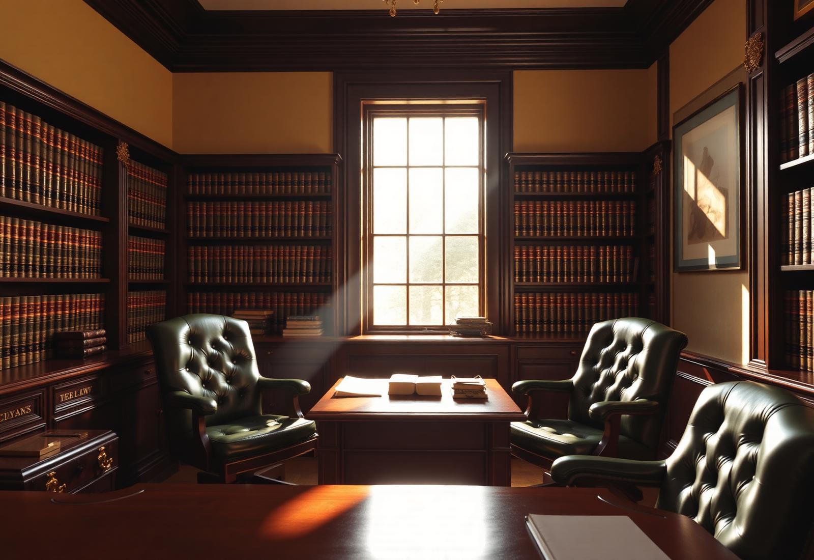 Law office library where case reviews are held